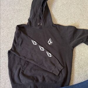 Volcom Black Pullover Hoodie with White Logo Accents